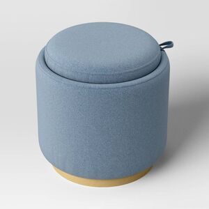 Room Essentials - Round Upholstered Storage Ottoman Blue - Room Esse Blue